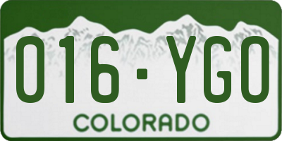 CO license plate 016YGO