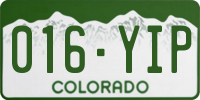 CO license plate 016YIP