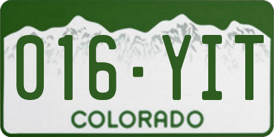 CO license plate 016YIT