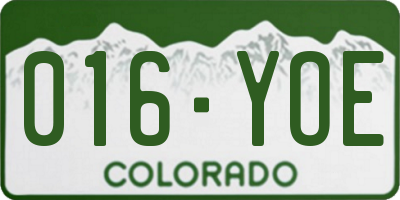 CO license plate 016YOE