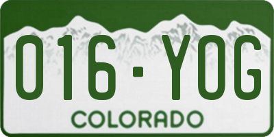 CO license plate 016YOG