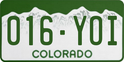 CO license plate 016YOI