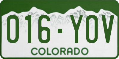CO license plate 016YOV