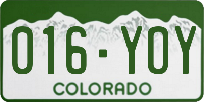 CO license plate 016YOY