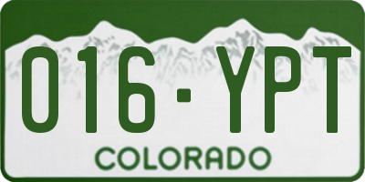 CO license plate 016YPT