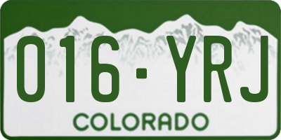 CO license plate 016YRJ