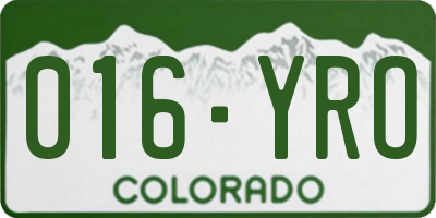 CO license plate 016YRO