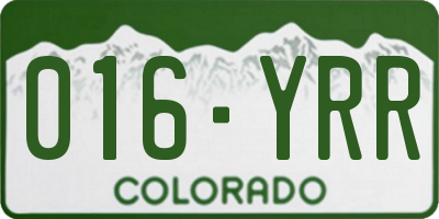 CO license plate 016YRR