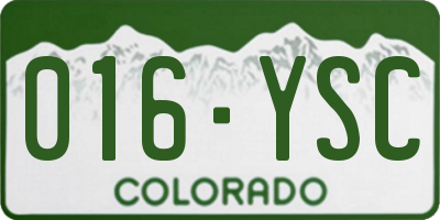 CO license plate 016YSC