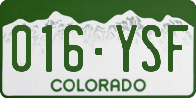 CO license plate 016YSF