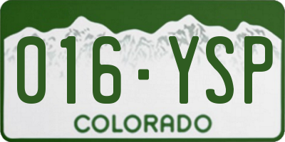 CO license plate 016YSP