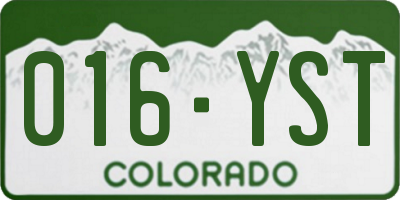 CO license plate 016YST