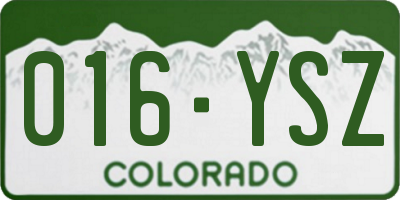 CO license plate 016YSZ