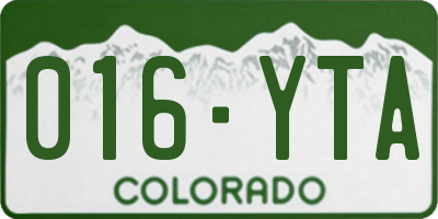 CO license plate 016YTA