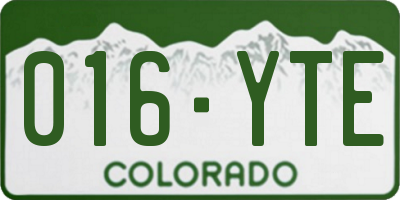 CO license plate 016YTE