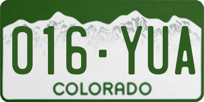 CO license plate 016YUA