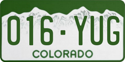 CO license plate 016YUG
