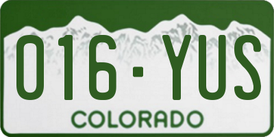 CO license plate 016YUS