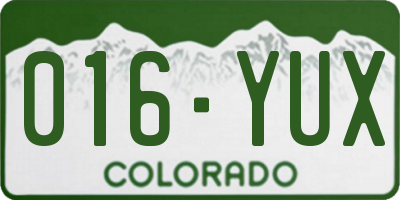 CO license plate 016YUX