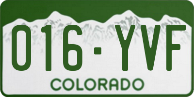 CO license plate 016YVF