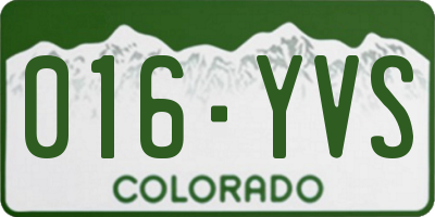 CO license plate 016YVS