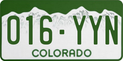 CO license plate 016YYN