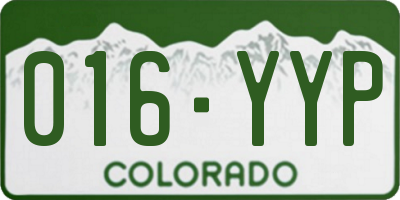 CO license plate 016YYP