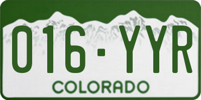 CO license plate 016YYR