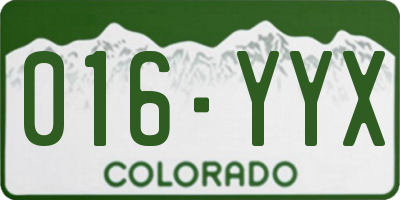 CO license plate 016YYX