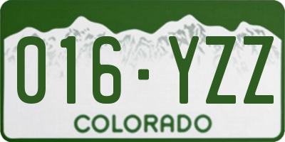 CO license plate 016YZZ