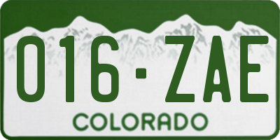 CO license plate 016ZAE
