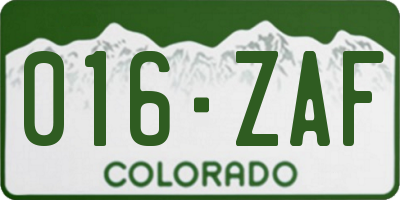 CO license plate 016ZAF