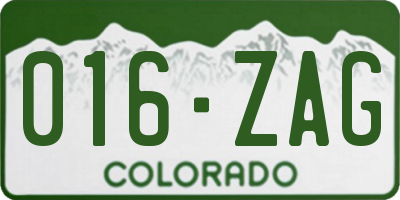 CO license plate 016ZAG