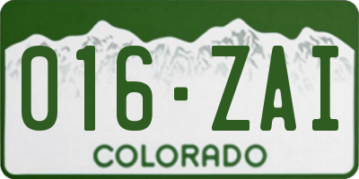 CO license plate 016ZAI