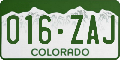 CO license plate 016ZAJ