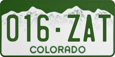 CO license plate 016ZAT