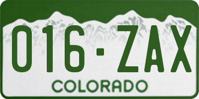 CO license plate 016ZAX