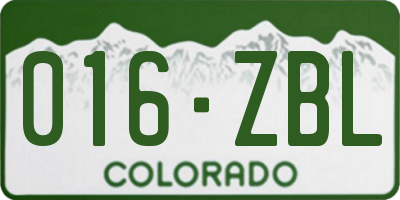 CO license plate 016ZBL