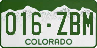 CO license plate 016ZBM