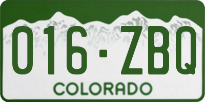 CO license plate 016ZBQ