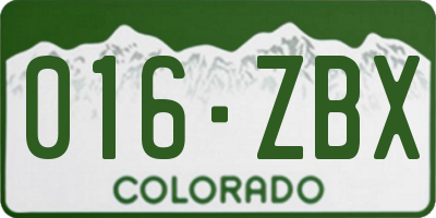 CO license plate 016ZBX