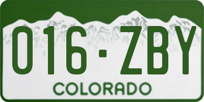 CO license plate 016ZBY