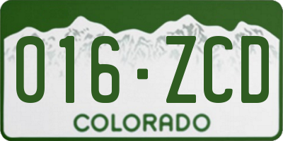 CO license plate 016ZCD