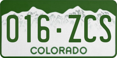 CO license plate 016ZCS