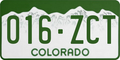 CO license plate 016ZCT