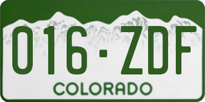 CO license plate 016ZDF