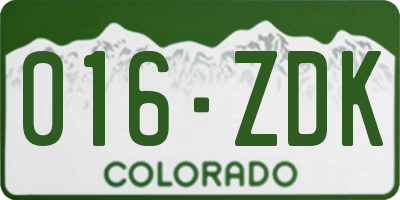 CO license plate 016ZDK