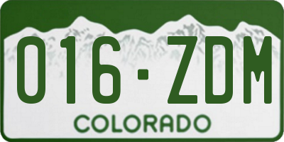 CO license plate 016ZDM