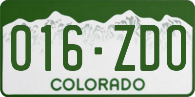 CO license plate 016ZDO