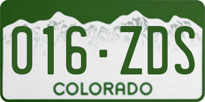 CO license plate 016ZDS